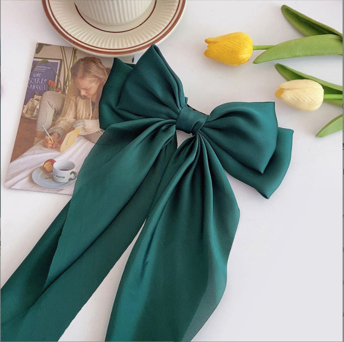 SilkSway by Yaari Collections – Pack of 6 Elegant Satin Bow Hair Clips for Women & Girls | Premium Fabric | Large Hair Accessories for All Occasions