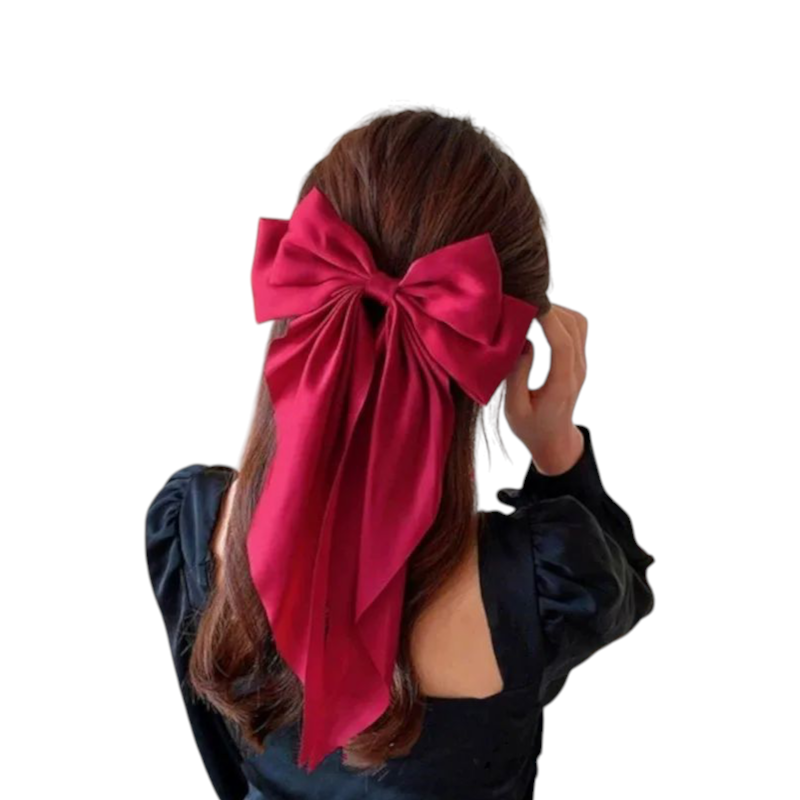 SilkSway by Yaari Collections – Pack of 6 Elegant Satin Bow Hair Clips for Women & Girls | Premium Fabric | Large Hair Accessories for All Occasions