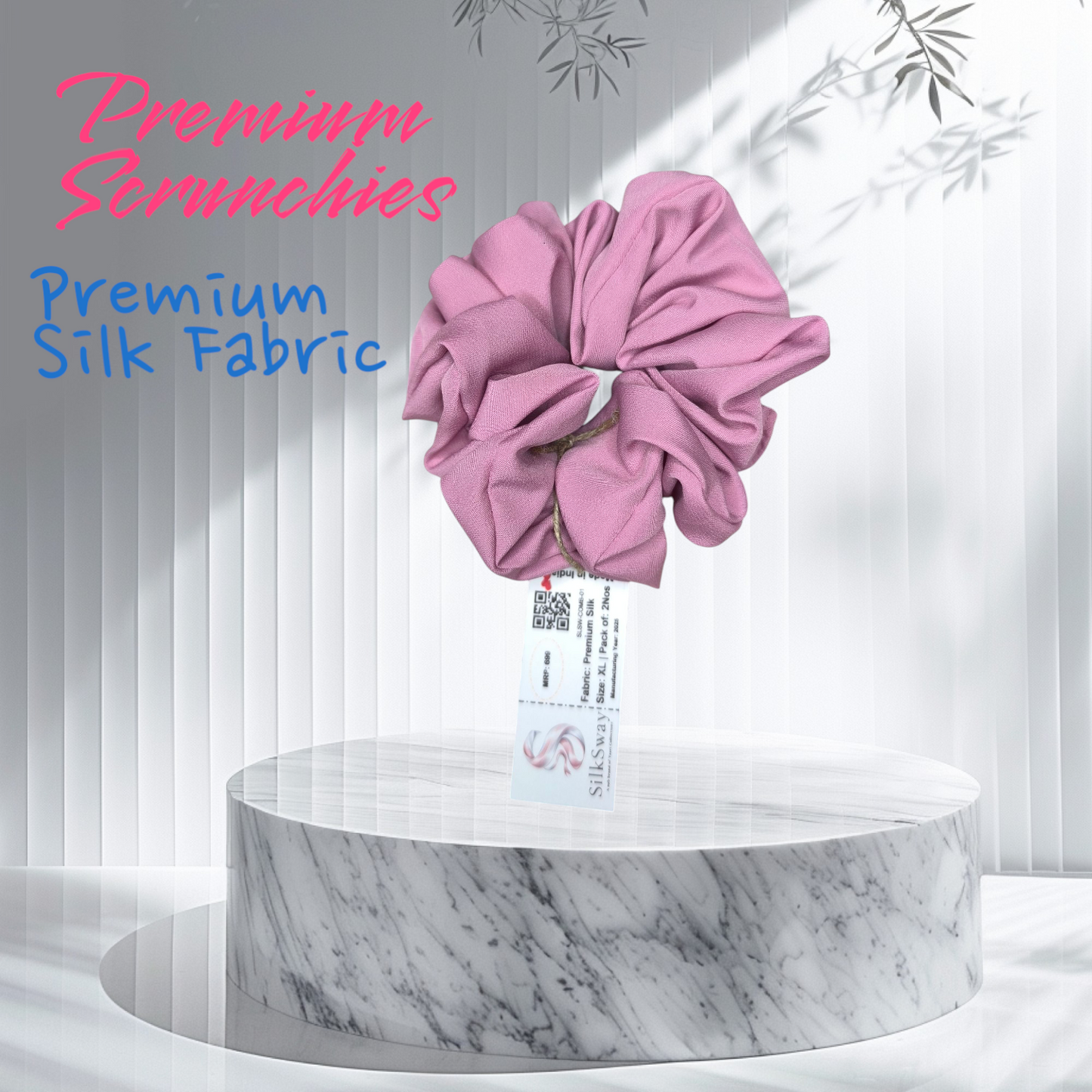 SilkSway by Yaari Collections Premium Satin Oversized Scrunchies Combo โ Black & Pink Soft, Stylish & Gentle on Hair โ Ideal for College Girls & Working Women