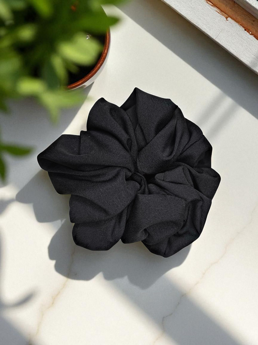 SilkSway Black XL Scrunchies | Premium Silk Satin Scrunchies | XL
