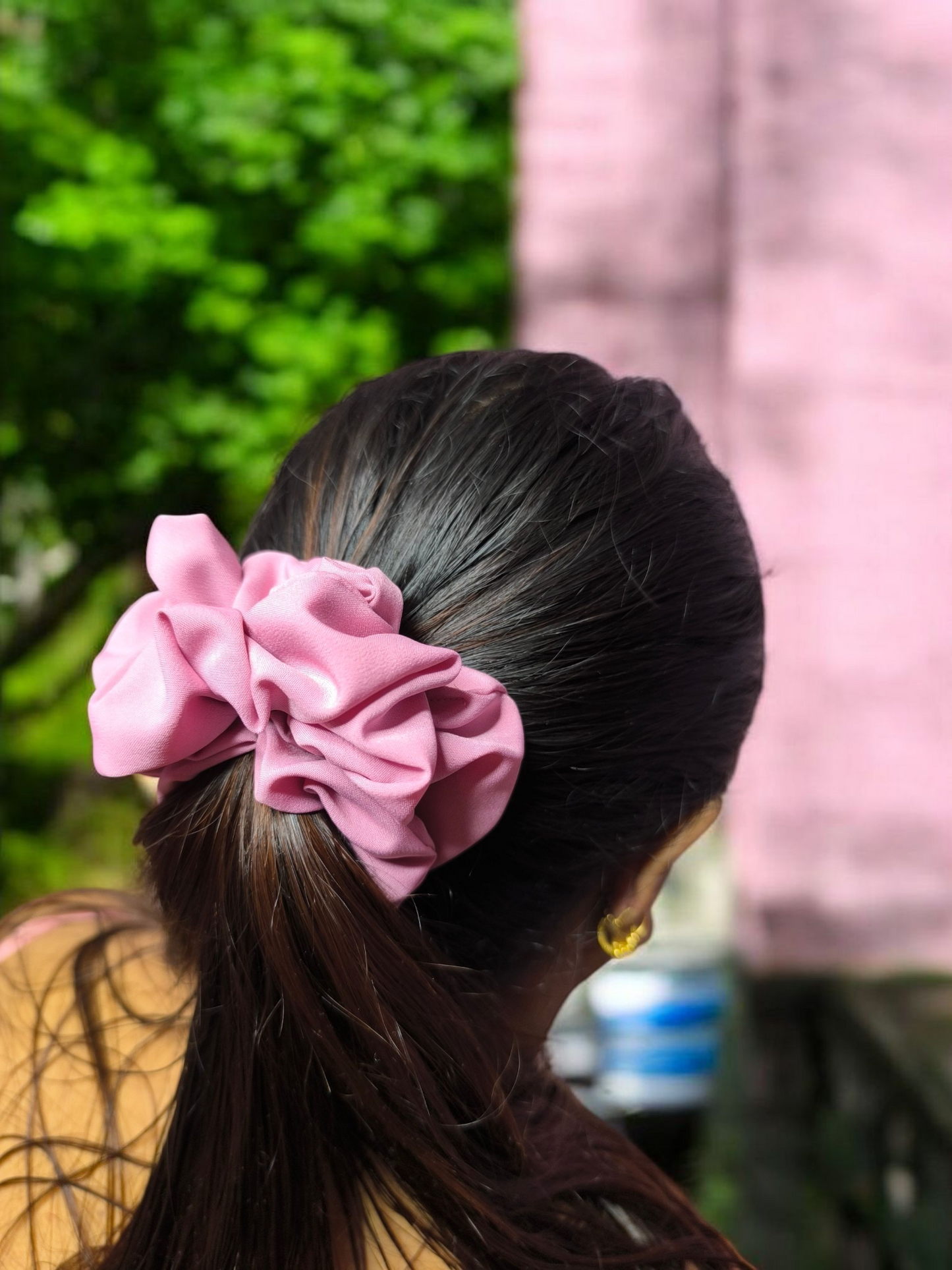 SilkSway Pack of 3 Premium XL Scrunchies – Black, Pink & Purple | Soft & Stretchable Hair Ties for Women & Girls