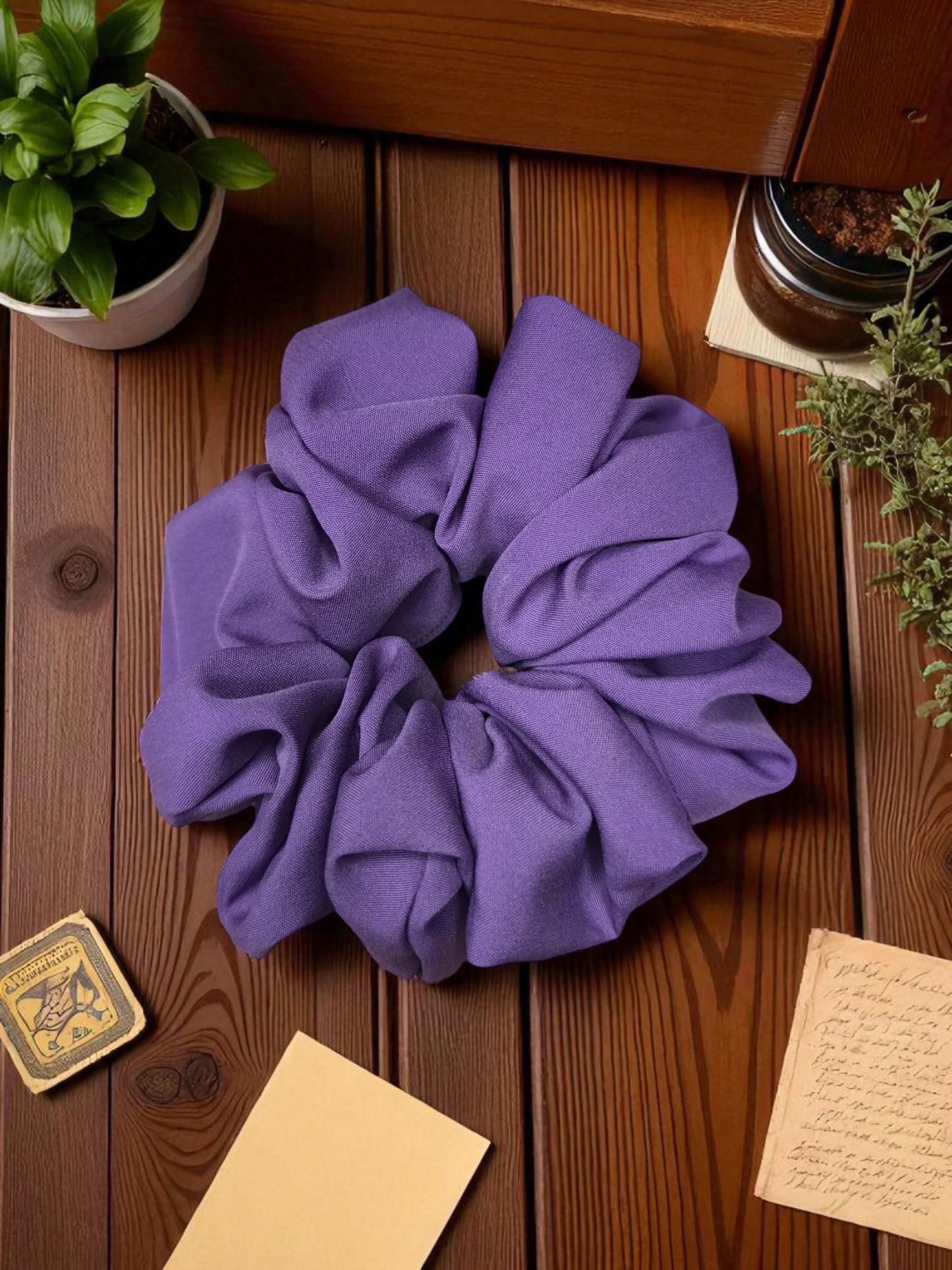 SilkSway Purple XL Scrunchies | Premium Silk Satin Scrunchies | XL