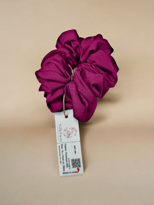 SilkSway Premium Satin Scrunchie – Rich Wine (XL)