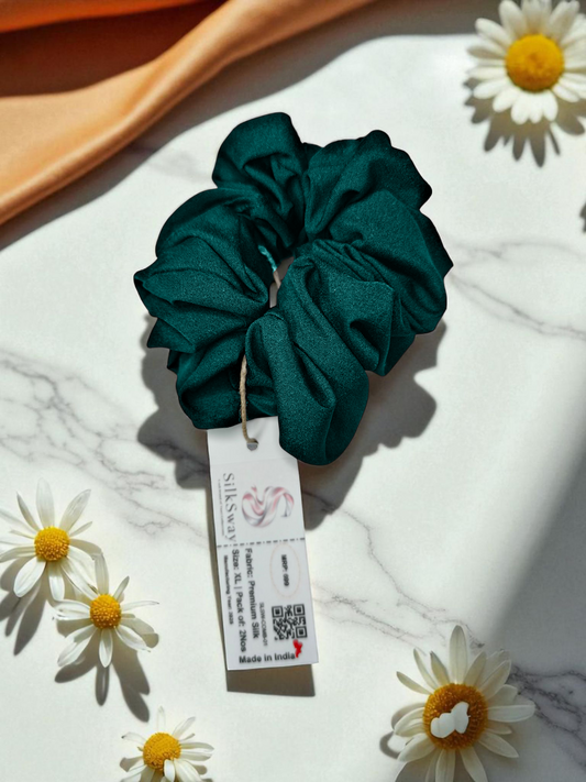 SilkSway Premium Satin Scrunchie – Teal (XL)