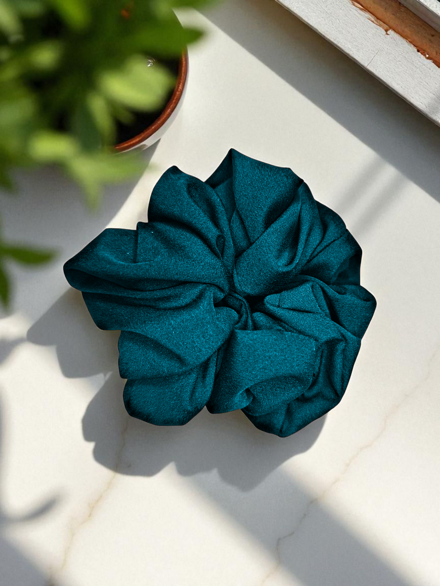 SilkSway Premium Satin Scrunchie – Teal (XL)