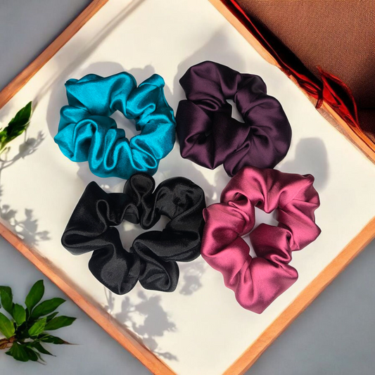 Premium Satin Scrunchies, Anti-Hair-Breakage, Hair Ties, Scrunchies Set For Women, Best Gift For Sister, Mom, Friend | Soft, Non-Damaging Hair Accessories for Girls & Women | Medium Size