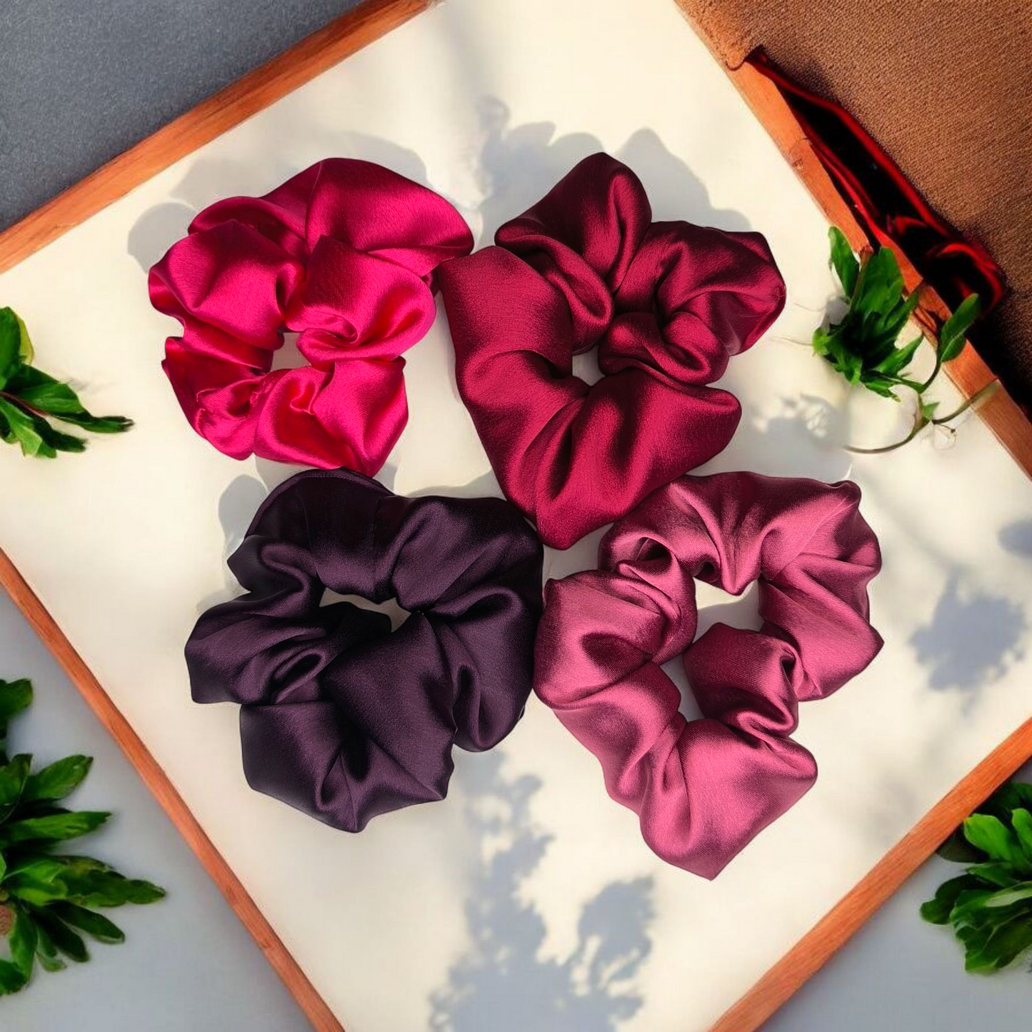 Premium Satin Scrunchies, Anti-Hair-Breakage, Hair Ties, Scrunchies Set For Women, Best Gift For Sister, Mom, Friend | Soft, Non-Damaging Hair Accessories for Girls & Women | Medium Size