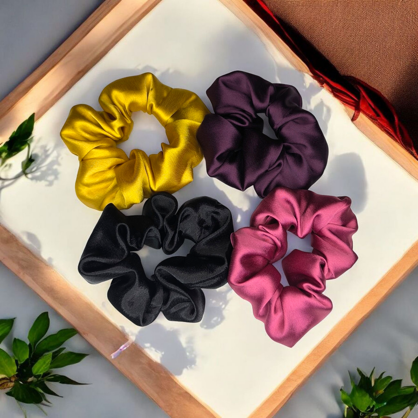 Premium Satin Scrunchies, Anti-Hair-Breakage, Hair Ties, Scrunchies Set For Women, Best Gift For Sister, Mom, Friend | Soft, Non-Damaging Hair Accessories for Girls & Women | Medium Size