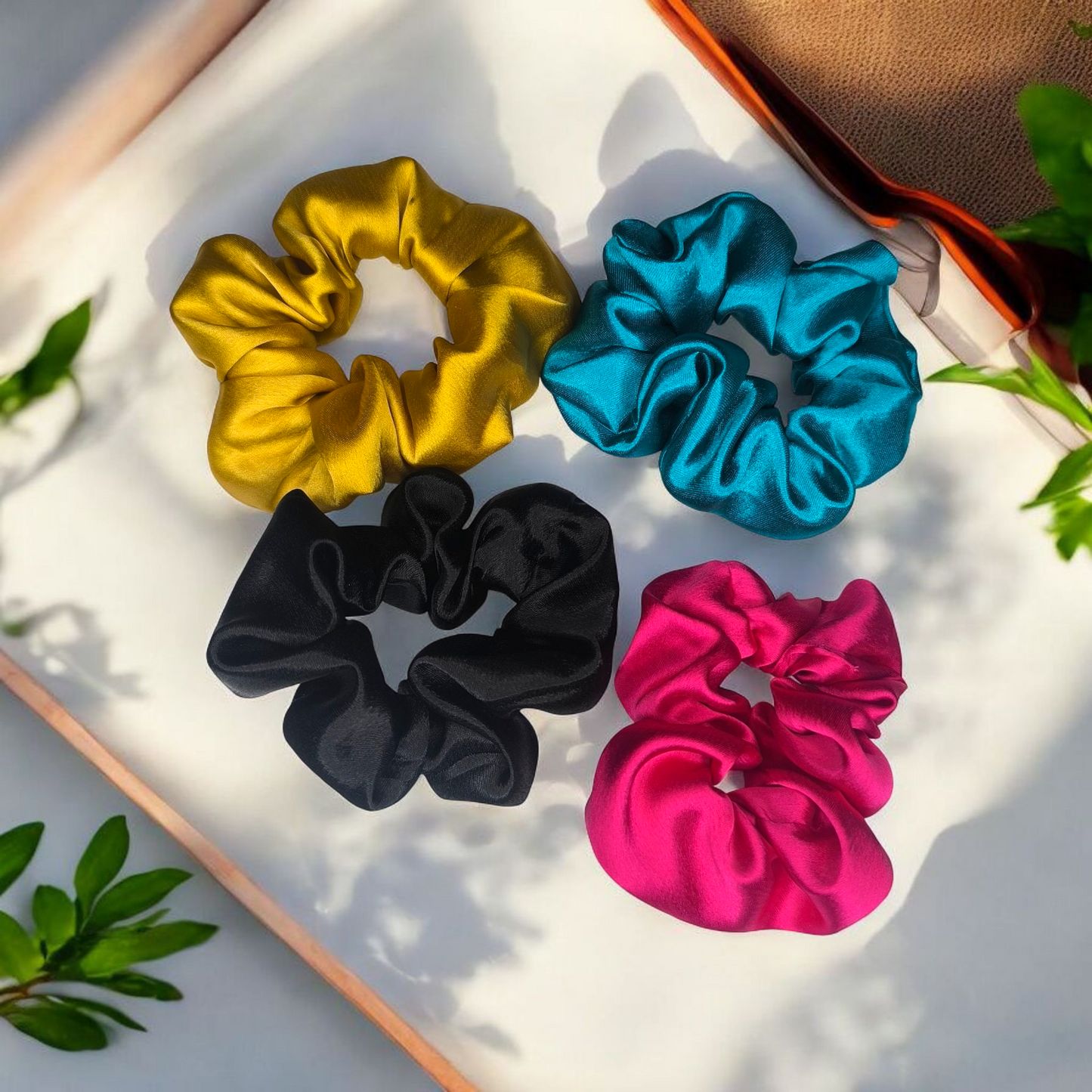 Premium Satin Scrunchies, Anti-Hair-Breakage, Hair Ties, Scrunchies Set For Women, Best Gift For Sister, Mom, Friend | Soft, Non-Damaging Hair Accessories for Girls & Women | Medium Size