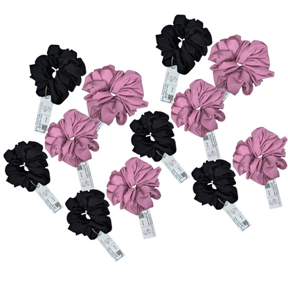 SilkSway by Yaari Collections Premium Satin Oversized Scrunchies Combo – Black & Pink Soft, Stylish & Gentle on Hair – Ideal for College Girls & Working Women