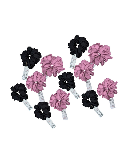 SilkSway by Yaari Collections Premium Satin Oversized Scrunchies Combo – Black & Pink Soft, Stylish & Gentle on Hair – Ideal for College Girls & Working Women