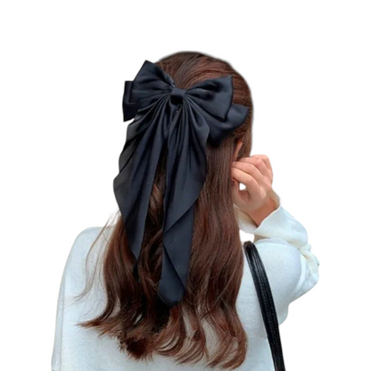 SilkSway by Yaari Collections – Pack of 6 Elegant Satin Bow Hair Clips for Women & Girls | Premium Fabric | Large Hair Accessories for All Occasions
