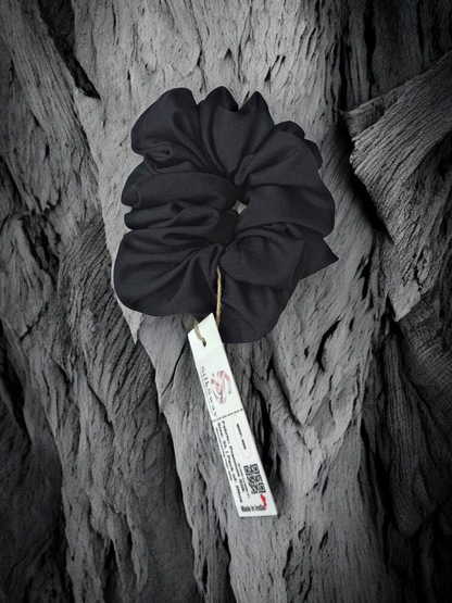 SilkSway Black XL Scrunchies | Premium Silk Satin Scrunchies | XL