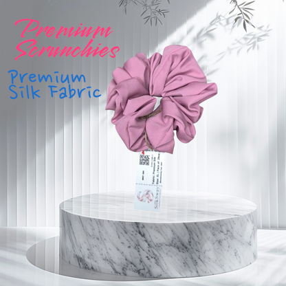 SilkSway Pink XL Scrunchies | Premium Silk Satin Scrunchies | XL
