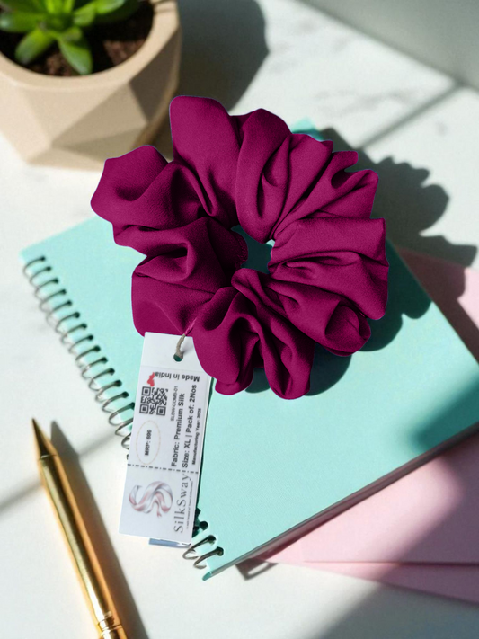 SilkSway Premium Satin Scrunchie – Rich Wine (XL)