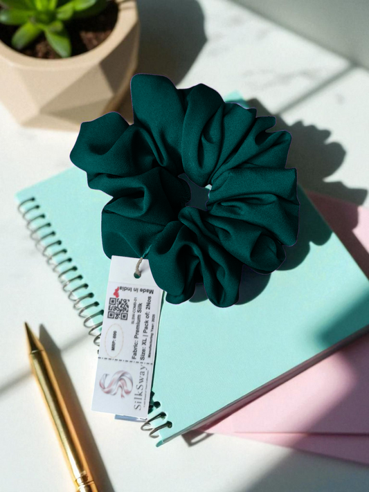 SilkSway Premium Satin Scrunchie – Teal (XL)