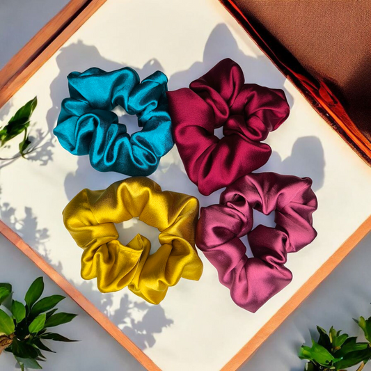 Premium Satin Scrunchies, Anti-Hair-Breakage, Hair Ties, Scrunchies Set For Women, Best Gift For Sister, Mom, Friend | Soft, Non-Damaging Hair Accessories for Girls & Women | Medium Size