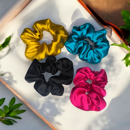Premium Satin Scrunchies, Anti-Hair-Breakage, Hair Ties, Scrunchies Set For Women, Best Gift For Sister, Mom, Friend | Soft, Non-Damaging Hair Accessories for Girls & Women | Medium Size